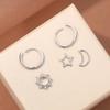Aretes de Estrella Luna Sol de Plata Esterlina S925 para Mujer Aretes Micro-incrustados Minimalistas Estilo Frío Combinan con Todo Sentido Avanzado
