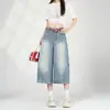 Verão 2026 Novidades Menina Doce Estilo de Rua Retrô Americano Estampa de Estrela Jeans Rasgado Cropped Suporte Dropshipping Mulheres