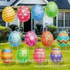 Cartel de Jardín de Pascua con Huevos de Colores y Lazos, Decoración Impermeable y Resistente a la Decoloración para Césped y Jardín al Aire Libre