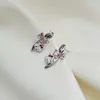 Tenedor de Gato Estrella con Esmalte Blanco Goteante Dulce y Lindo Collar con Lazo de Diamante Rosa Pendientes de Nicho para Mujer Cadena de Clavícula Tendencia