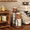 Dispensador de Vasos Desechables, Estante de Almacenamiento de Vasos de Agua de Madera Maciza de Alta Gama, Portavasos de Papel de Escritorio para Café y Té