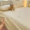 Sábana de Algodón Puro Cepillado Gruesa a Cuadros de Dibujos Animados Pieza Única Otoño Invierno Cálido Todo Algodón Ropa de Cama Infantil Funda de Almohada Individual Juego de Tres Piezas