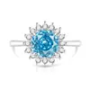 Anillo de Dedo con Gema de Colores Corte Rosa Flor de Sol, Muy Brillante, Diamante de Alto Carbono Chapado en Oro Real, Venta Caliente en Douyin, Transmisión en Vivo, Dropshipping