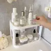 Prateleira de armazenamento de bancada de camada dupla, adequada para dormitórios estudantis, banheiros e armazenamento de cosméticos; organizador de mesa para penteadeiras