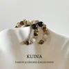Pendientes de Aro de Piedra Ojo de Tigre Natural Maillard de Gama Alta para Mujer Pendientes de Diseño de Lujo Accesible Francés Pendientes