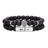 Joyería europea y americana transfronteriza cobre micro-incrustado bola micro-incrustada pulsera de codo con diamante ágata piedra ojo de tigre pulsera de traje para hombre