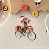 Colgante de perro de Navidad de doble cara de alta definición acrílico plano montando en bicicleta, adornos para árbol de Navidad, nuevo, transfronterizo