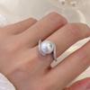 Anillo de perla Shijia de plata esterlina S925 para mujer, ligero, de lujo, elegante, con una sola perla rosa Mabi, abierto, joyería de plata.