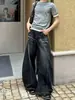 Jeans holgados de estilo callejero americano lavados para hombre y mujer, marca de moda, sensación de alta calidad, casual holgado, pantalones anchos curvos relajados