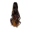 Peruca feminina AliExpress europeia e americana com presilha de garra grande, mechas bordô, cabelo longo e cacheado, adequada para uso diário, rabo de cavalo alto