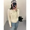 Cárdigan de Punto Bordado de Hongos para Mujer, Nuevo Diseño Otoño/Invierno 2025, Suéter Top de Nicho para Mujer