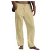 Pantalones de lino para hombre 2022 yoga playa ebay casual verano cintura elástica cordón holgados con bolsillos