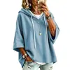 2026 Amazon Estación Independiente Transfronterizo Otoño/Invierno Nuevo Sudadera con Capucha Casual de Manga Tres Cuartos Color Sólido para Mujer