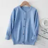 Cárdigan de Punto para Niños Suéter de Lana de Color Sólido Cuello Redondo Suéter de Cachemira Suéter de Color Sólido para Niños Suéter de Cuello Redondo para Niñas Chaqueta Pequeña