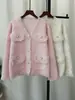 Chaqueta de punto tipo cárdigan de terciopelo imitación visón con abalorios para industria pesada, fragancia pequeña, nueva colección Otoño e Invierno 2025, tendencia para mujer