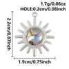 Pingente Pequeno Disco Solar de Aço Inoxidável 304 com Concha Natural, Acessório Flor de Design Único Charme para Joias DIY