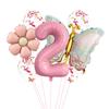 Traje de globo de película de aluminio de mariposa rosa margarita mate confeti látex decoración diseño de escena fiesta de cumpleaños infantil