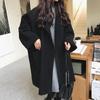 Abrigo de Lana de Talla Grande para Mujer Abrigo de Otoño e Invierno para Mujer Estilo Coreano Hermana Gorda Suelto Largo Medio Abrigo de Lana