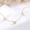 Pulsera de Hoja de Plata Esterlina S925 Cristal de Fresa Cristal Rosa Estilo Mori Japonés y Coreano Pequeño Fresco Joyería de Mano Rojo de Internet Venta al por Mayor en Vivo