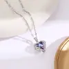 Collar Colgante de Corazón Oceánico Transfronterizo Europeo y Americano, Forma de Corazón, Colorido, Oro de Agua para Mujer, Cadena de Clavícula de Alta Gama, Al por Mayor en Stock