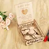 Artesanía de madera al por mayor caja de madera para firmas de boda decoraciones piezas pequeñas de madera en forma de corazón mesa de firmas decoraciones de madera