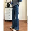 Jeans de Cavalo Stretch Slim-Fit de Cintura Alta para Meninas Cheinhas Tamanho Plus Calças Flare