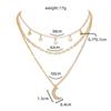 Collar de Borlas de Estrella y Luna para Mujer Moda Europea y Americana Collar Multicapa Colgante de Media Luna Cadena para Clavícula Traje Accesorios
