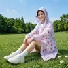 Impermeable de una pieza estampado en EVA, engrosado, para adulto, a prueba de lluvia, portátil, para viajes y senderismo, poncho de lluvia largo