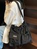 Bolso de Lona de Moda de Gran Capacidad 2025 Verano Nuevo Nicho Bolso Bandolera de Un Solo Hombro Estilo Coreano Plisado Clase Bolso Tote