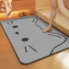 Alfombra de Piso Suave de Barro de Diatomeas tipo Dibujo Animado, Alfombra Absorbente de Agua Antideslizante para Baño, Secado Rápido y Resistente a Manchas, Alfombra Gris para Puerta de Baño