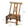 Silla vintage tejida en bambú de las dinastías Ming y Qing con respaldo, cojín no blando, completamente ensamblada, taburete doméstico estilo antiguo, juego de muebles para restaurantes y casas de huéspedes