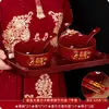 Juego de Cuenco y Palillos de Boda, Dote, Taza de Té, Par Festivo Rojo de Cuencos, Cuencos de Boda, Suministros de Boda