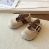 Zapatos Mary Jane Suaves para Bebé Estilo Artístico Modelo Primavera y Otoño 2026 Zapatos Tejidos Birkenstock de Doble Hebilla para Niñas Zapatos Bajos Individuales