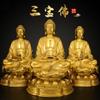 Un Conjunto de Estatuas de Buda de Cobre: Buda Shakyamuni de Cobre, Buda de la Medicina, Buda Amitabha, Adornos Grandes para la Adoración en el Hogar