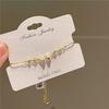 Pulseira de concha natural com laço estilo coreano 2023 banhada a ouro 14k de verdade, zircônia micro-cravada, cordão de mão, joia de mão