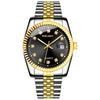 Relógio de Aço com Pulseira e Mostrador de Diamante Calendário Feminino Simples Casual Moda Estudante Quartzo Dourado terno Relógio Masculino Casal