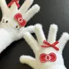 Luvas de Pelúcia Quentes Tricotadas de Cinco Dedos com Gatinho de Strass para Mulheres no Inverno, Versáteis à Prova de Frio e Vento para Ciclismo, Aconchegantes