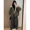 Parka de Lana Sintética Estilo Ropa de Trabajo Nueva Invierno 2026 Chaqueta de Algodón Relleno de Plumón para Mujer Holgada Cálida Estilo Coreano Chaqueta de Algodón Ropa de Abrigo