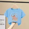 Camiseta Casual de Algodón de Manga Corta Suelta Estilo Coreano para Niñas Verano Nuevo Estilo Camisetas con Estampado de Dibujos Animados para Niños Tallas Mediana y Grande