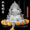 Nuevo Adorno de Coche con Vidrio para Consola Central Guanyin Interior del Coche Escritorio Frontal Perfume Bodhisattva Guanyin de Doble Cara Decoración de Instalación Segura