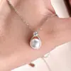Colar Pingente Gota de Água Pérola Natural de Água Doce Moissanita Banhado a Ouro 14K Design de Nicho de Luxo Leve Francês Corrente para Clavícula