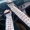 Moda Flor Mujer Nuevo Melocotón Protector Solar Manga de Seda Helada Holgada Estilo Coreano Versátil Conducción Montar al Aire Libre Protector de Brazo