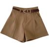 Moda Verão 2025 Versátil Shorts de Terno Emagrecedor de Cintura Alta Calças Casuais Shorts de Perna Larga Estilo Celebridade da Internet Feminino