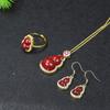 Colar Pingente Anel Brincos de Contas Redondas de Cinábrio Dourado Roxo de Alto Teor com Incrustação de Padrões de Nuvem Joias de Cinábrio Cloisonné