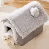 Cama de Gato de Pelúcia Neve Veludo Cama de Cachorro Transfronteiriça Animal de Estimação Totalmente Fechada Quente Villa para Gatos Gaiola para Animal de Estimação