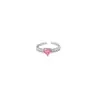 Anillo de Zirconia Rosa en Forma de Corazón Estilo Coreano para Mujer, Personalizado, Exquisito y Elegante Anillo Abierto con Incrustación de Perla