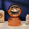 Bola de Cristal Transfronteiriça Base Giratória com Textura de Madeira Luminária Noturna Brilhante Lâmpada do Céu Estrelado 3D Decoração de Mesa Presente Criativo de Feriado