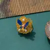 Anillo de apertura ajustable con incrustaciones de flor de mariposa chapado en oro de cobre puro Accesorios Hanfu joyería antigua anillo de boda nupcial