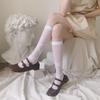 Meias Estilo Japonês para Mulheres, Meias JK Japonesas da Moda até a Panturrilha, Meias Finas Pontilhadas Cruzadas com Laço para Ballet, Meias Fofas para Panturrilha