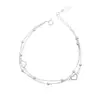 Pulsera de Amor de Doble Capa de Plata S925 para Niñas Estilo Mori Estilo Coreano Temperamento Dulce Pulsera de Novia Estudiante Regalo Simple Trendy